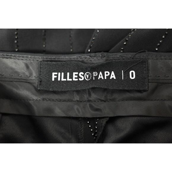 Filles A Papa Striped Black Crystal Rhinestone Slim Leg Trouser Dress Pants 0 - Picture 3 of 6